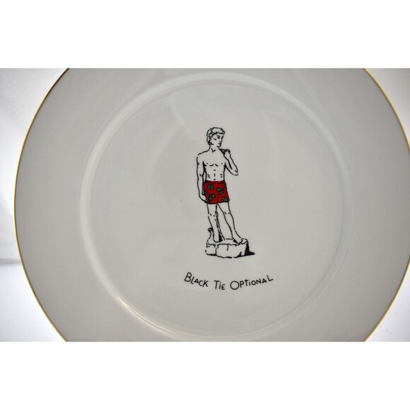Merry Masterpieces Christmas Plate & Mug Black Tie Optional Michelangelo David - Picture 3 of 10